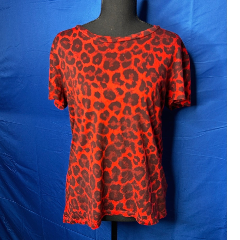Pam & Gela Leopard Print Shirt Womens XS Oversize Red Grunge Glam Retro Punk Y2K
